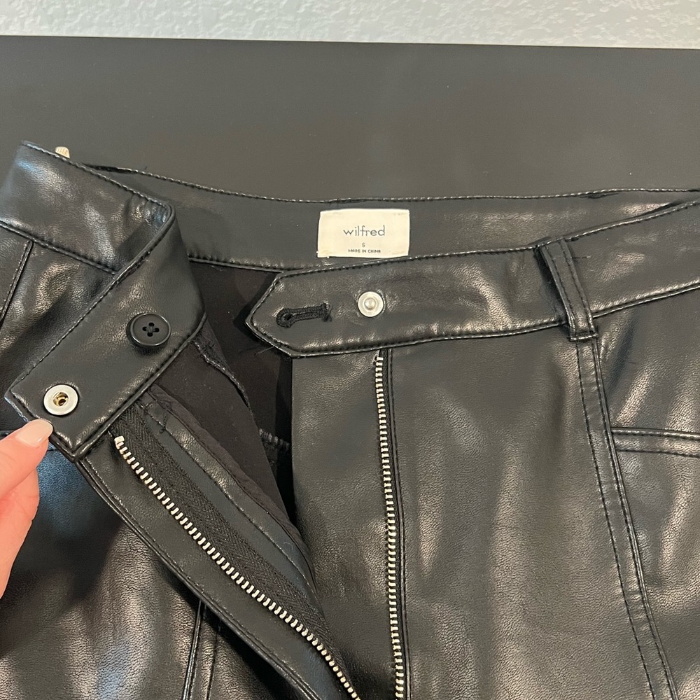 Aritzia Wilfred Black Leather Pants